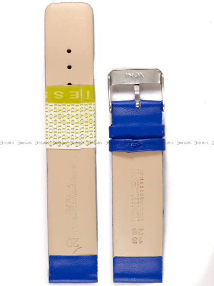 Pasek skórzany do zegarka - Diloy 327.20.16 - 20mm niebieski