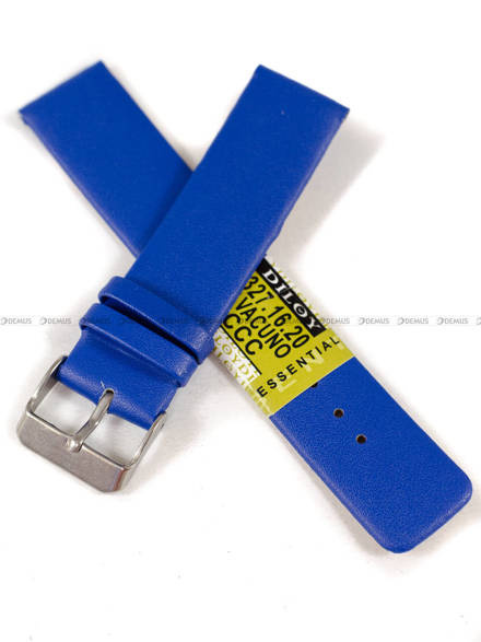 Pasek skórzany do zegarka - Diloy 327.20.16 - 20mm niebieski