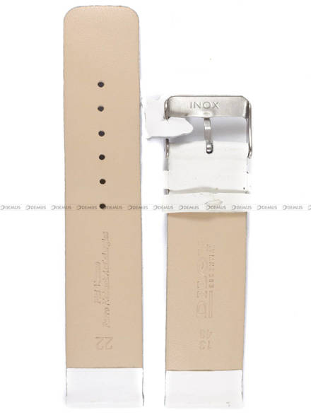 Pasek skórzany do zegarka - Diloy 327.22.22 - 22mm biały