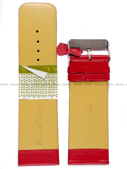 Pasek skórzany do zegarka - Diloy 327.30.6 - 30 mm czerwony
