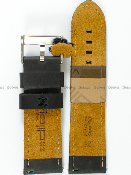 Pasek skórzany do zegarka - Diloy 384.26.1 - 26 mm czarny
