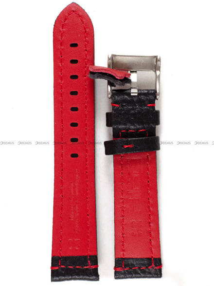Pasek skórzany do zegarka - Diloy 394.20.1.6 - 20 mm czarny
