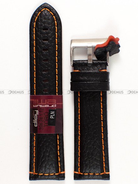 Pasek skórzany do zegarka - Diloy 394.24.1.12 - 24 mm czarny