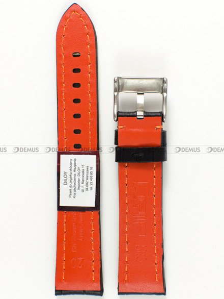 Pasek skórzany do zegarka - Diloy 395.20.1.12 - 20 mm czarny
