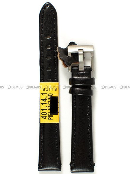 Pasek skórzany do zegarka - Diloy 401.14.1 - 14 mm czarny