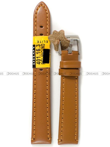 Pasek skórzany do zegarka - Diloy 401.16.3 - 16 mm brązowy