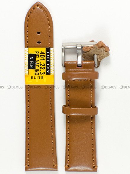 Pasek skórzany do zegarka - Diloy 401.22.3 - 22 mm brązowy