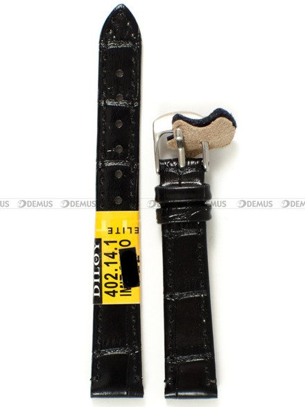 Pasek skórzany do zegarka - Diloy 402.14.1 - 14 mm czarny
