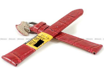 Pasek skórzany do zegarka - Diloy 402.16.6 - 16 mm czerwony