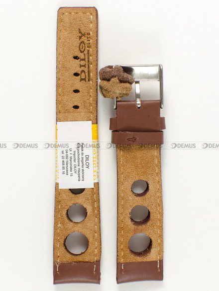 Pasek skórzany do zegarka - Diloy P355.20.8 - 20 mm brązowy
