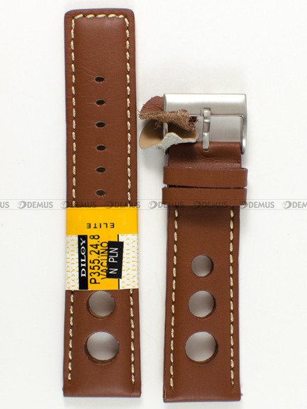 Pasek skórzany do zegarka - Diloy P355.24.8 - 24 mm brązowy