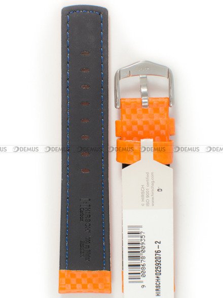 Pasek skórzany do zegarka - Hirsch Carbon L 02592076-2-24 - 24 mm