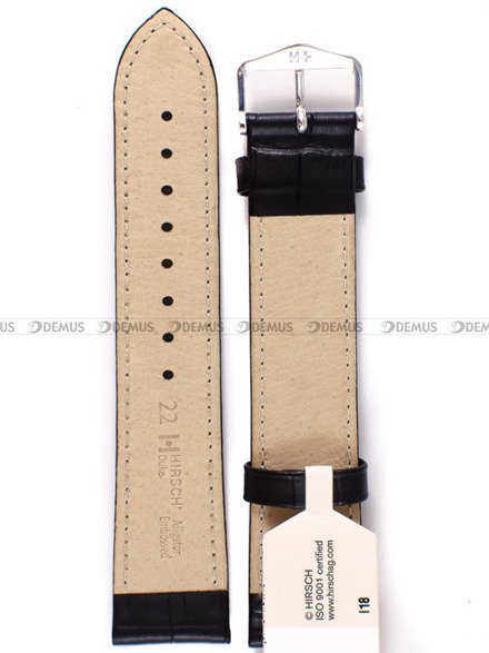 Pasek skórzany do zegarka - Hirsch Duke XL 01028250-2-22 - 22 mm czarny