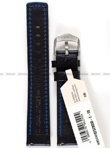 Pasek skórzany do zegarka - Hirsch Grand Duke 02528050-2-20 - 20 mm czarny