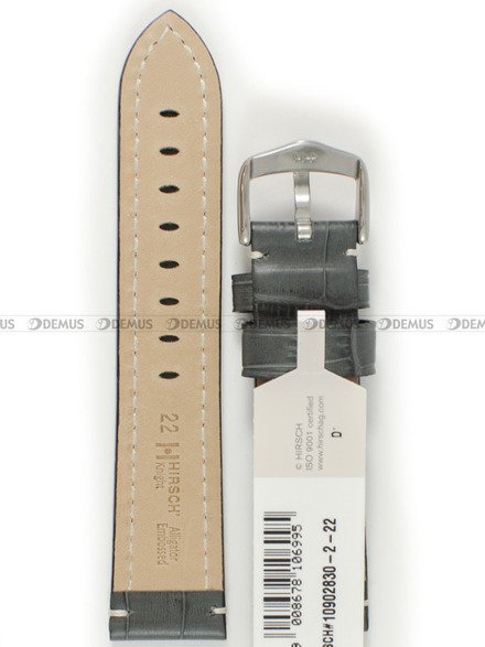 Pasek skórzany do zegarka - Hirsch Knight 10902830-2-22 - 22 mm grafitowy