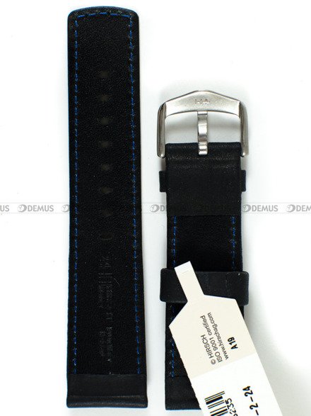 Pasek skórzany do zegarka - Hirsch Mariner 14502150-2-24 - 24 mm czarny