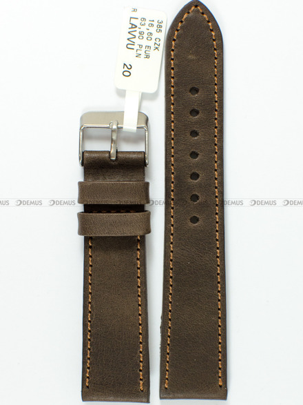 Pasek skórzany do zegarka - LAVVU LSAUC20 - 20 mm brązowy