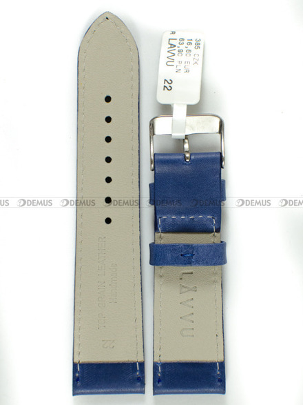 Pasek skórzany do zegarka - LAVVU LSAUL22 - 22 mm niebieski
