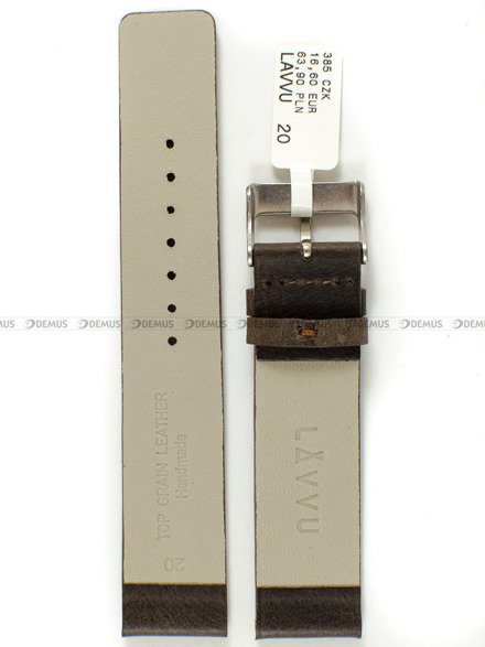 Pasek skórzany do zegarka - LAVVU LSCUC20 - 20 mm brązowy
