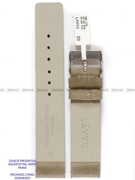Pasek skórzany do zegarka - LAVVU LSCUF24 - 24 mm beżowy