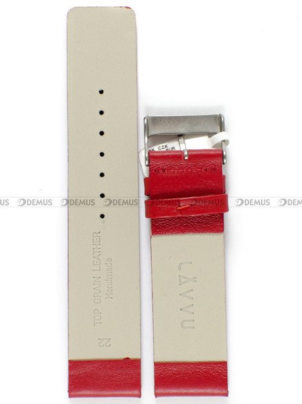 Pasek skórzany do zegarka - LAVVU LSCUR22 - 22 mm czerwony