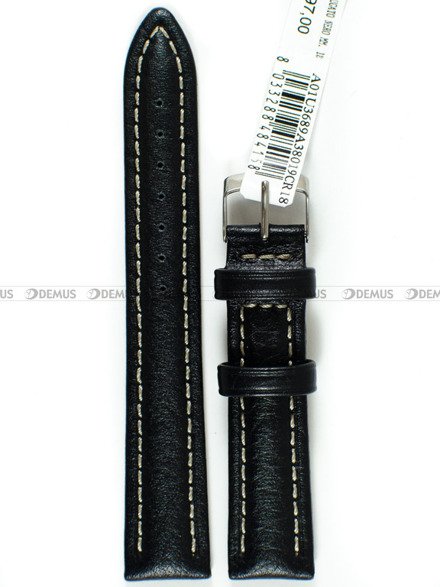 Pasek skórzany do zegarka - Morellato A01U3689A38019CR18 18 mm czarny