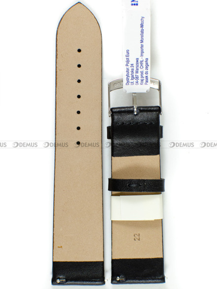 Pasek skórzany do zegarka - Morellato A01X5200875019CR22 - 22 mm czarny