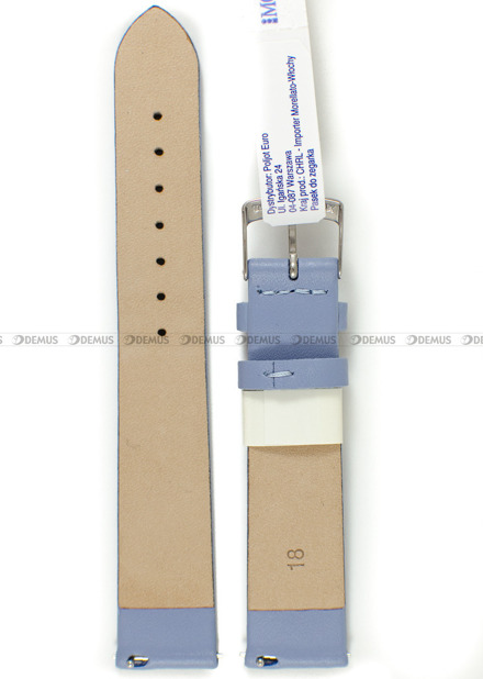 Pasek skórzany do zegarka - Morellato A01X5200875128CR18 - 18 mm niebieski