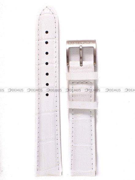 Pasek skórzany do zegarka Nautica A15109M - 18 mm biały