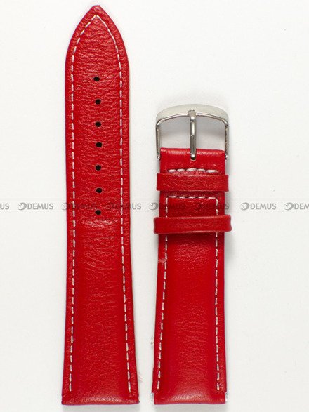 Pasek skórzany do zegarka - Pacific W70L.24.4.7 - 24 mm czerwony