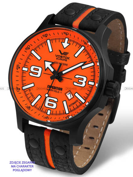 Pasek skórzany do zegarka Vostok Europe Expedition North Pole Orange - 24 mm