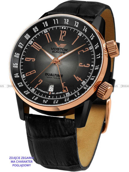 Pasek skórzany do zegarka Vostok Europe Gaz-14 Dual Time 2426-5603061 - 22 mm