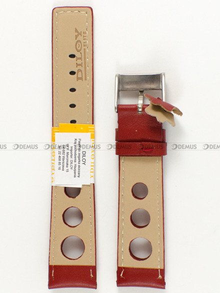 Pasek skórzany do zegarka - czerwony - Diloy P355.20.12 - 20 mm czerwony