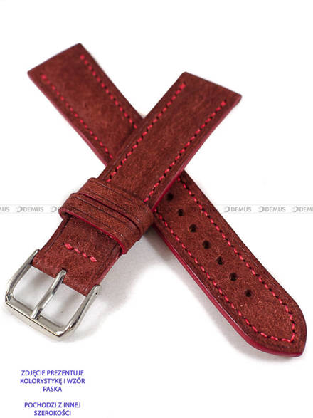 Pasek skórzany ręcznie robiony A. Kucharski Leather - Badalassi Carlo Pueblo - Coccinella/Red - 18 mm