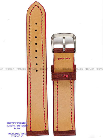 Pasek skórzany ręcznie robiony A. Kucharski Leather - Badalassi Carlo Pueblo - Coccinella/Red - 26 mm