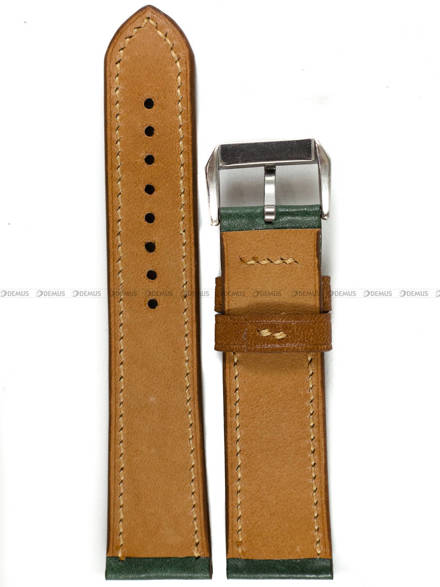 Pasek skórzany ręcznie robiony A. Kucharski Leather - Conceria Il Ponte Maya Double - darkgreen/camel 22 mm