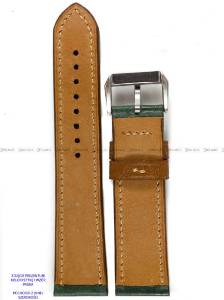 Pasek skórzany ręcznie robiony A. Kucharski Leather - Conceria Il Ponte Maya Double - darkgreen/camel 24 mm