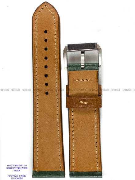 Pasek skórzany ręcznie robiony A. Kucharski Leather - Conceria Il Ponte Maya Double - darkgreen/camel 30 mm