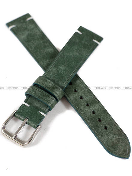 Pasek skórzany ręcznie robiony A. Kucharski Leather - Conceria Il Ponte Maya Simple - Olive/White - 18 mm