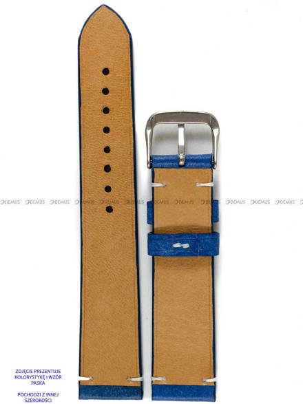 Pasek skórzany ręcznie robiony A. Kucharski Leather - Conceria Il Ponte Maya Simple - blue/white 26 mm