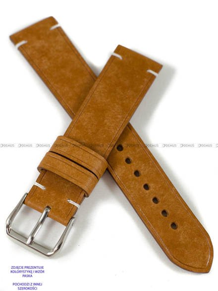Pasek skórzany ręcznie robiony A. Kucharski Leather - Conceria Il Ponte Maya Simple - cognac/white 16 mm