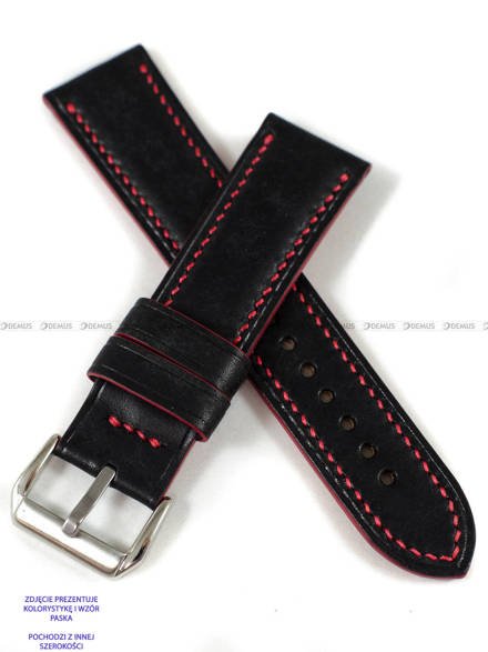 Pasek skórzany ręcznie robiony A. Kucharski Leather - Conceria Il Ponte Maya - black/red 16 mm