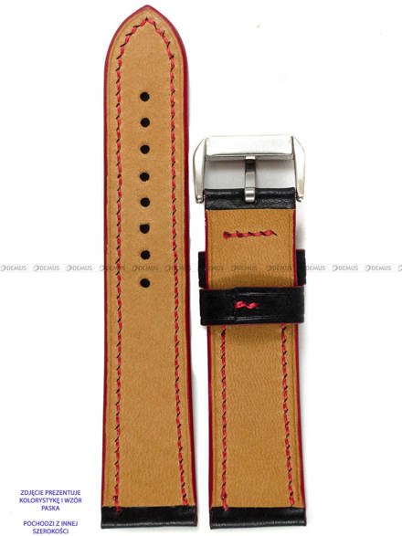 Pasek skórzany ręcznie robiony A. Kucharski Leather - Conceria Il Ponte Maya - black/red 24 mm