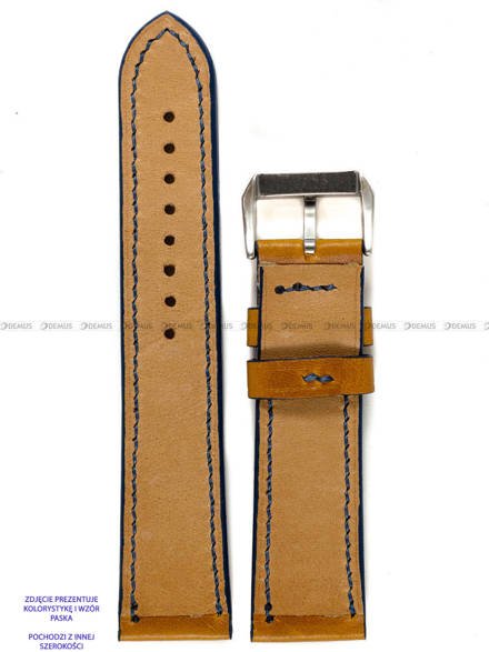 Pasek skórzany ręcznie robiony A. Kucharski Leather - Conceria Il Ponte Wax - pumpkin/navy 28 mm