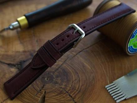 Pasek skórzany ręcznie robiony A. Kucharski Leather - Conceria Puccini Uragano - burgundy/black 24 mm