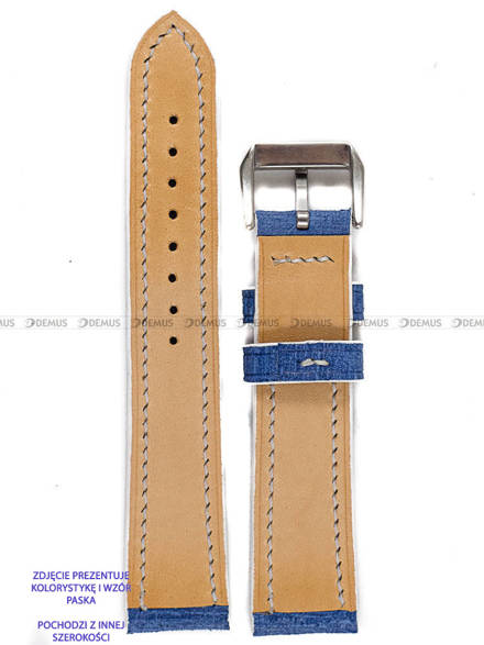 Pasek skórzany ręcznie robiony A. Kucharski Leather - Grattamacco - Blue/White - 16 mm