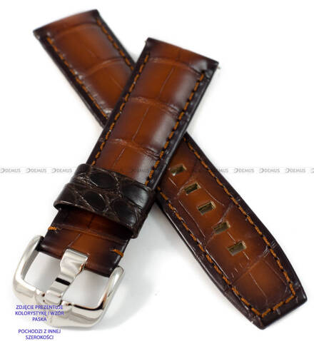 Pasek skórzany z aligatora, ręcznie robiony, do zegarka - Hirsch Tritone Alligator Vintage 08607015-2-24 - 24 mm