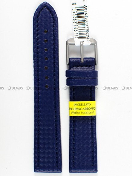 Pasek wodoodporny skórzany do zegarka - Morellato A01X4907977062 - 20 mm niebieski