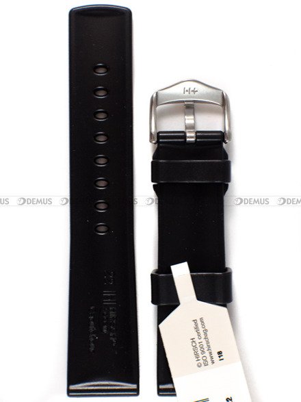 Pasek z naturalnego kauczuku do zegarka - Hirsch Accent 40478850-2-22 - 22 mm czarny