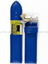Pasek skórzany do zegarka - Diloy 302.22.16 - 22mm niebieski